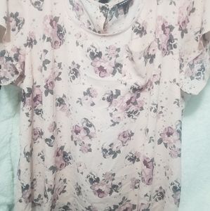 Torrid 1x skulls and flowers button back blouse